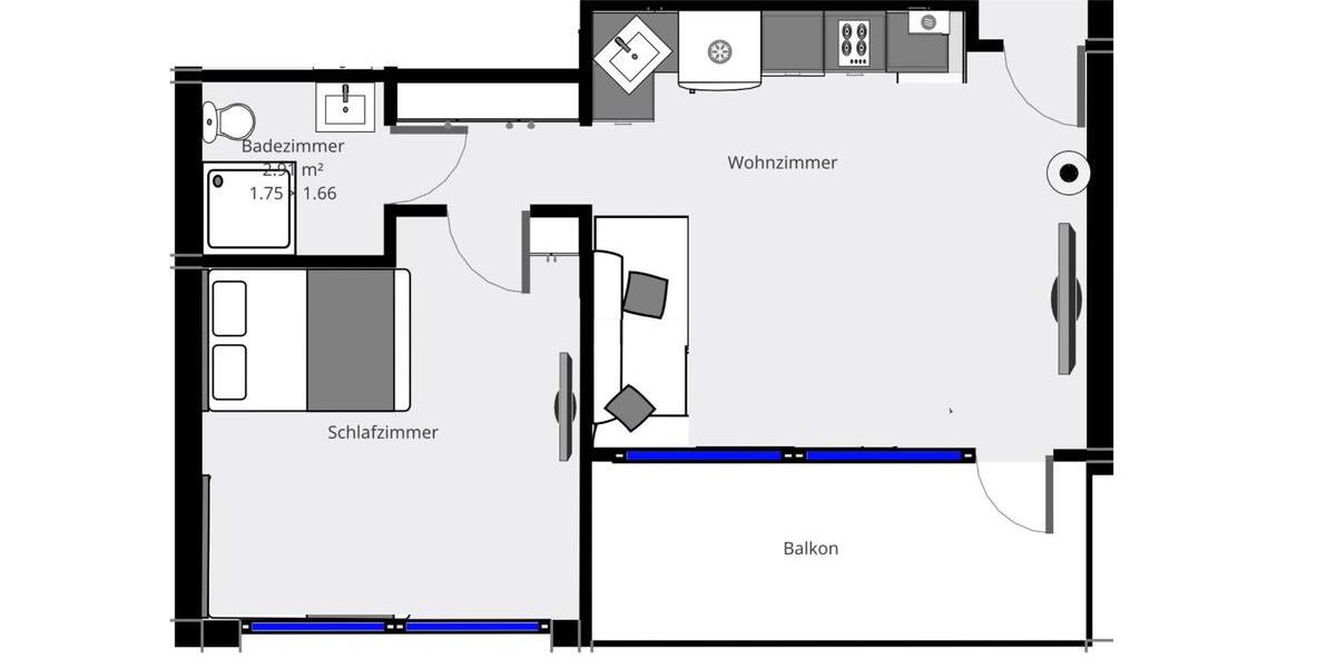Etagenwohnung Nürnberg Gibitzenhof - 2 Zimmer, 40 m&sup2;, 920&euro; | Angebot:25613978