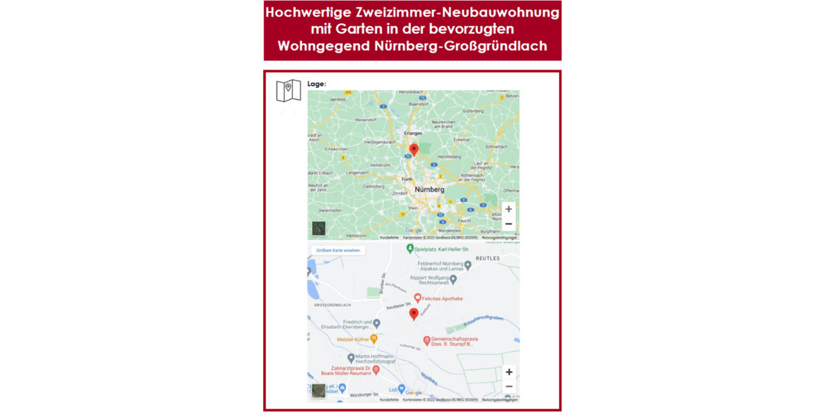 Erdgeschoßwohnung Nürnberg Almoshof - 2 Zimmer, 70 m&sup2;, 1.225&euro; | Angebot:25383607