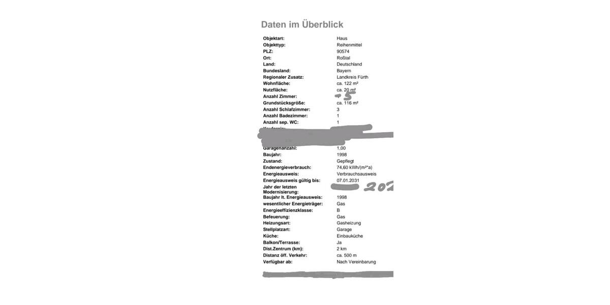 Reihenhaus Roßtal - 5 Zimmer, 125 m&sup2;, 495.000&euro; | Angebot:25057584