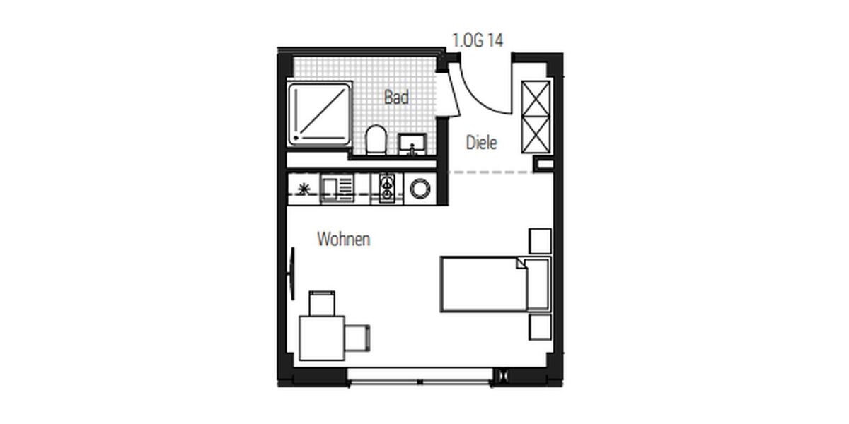 Etagenwohnung Nürnberg Gibitzenhof - 1 Zimmer, 26 m&sup2;, 675&euro; | Angebot:25350321