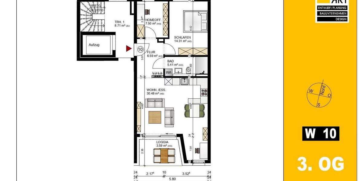 Etagenwohnung Fürth Südstadt - 3 Zimmer, 67 m&sup2;, 467.000&euro; | Angebot:25910780