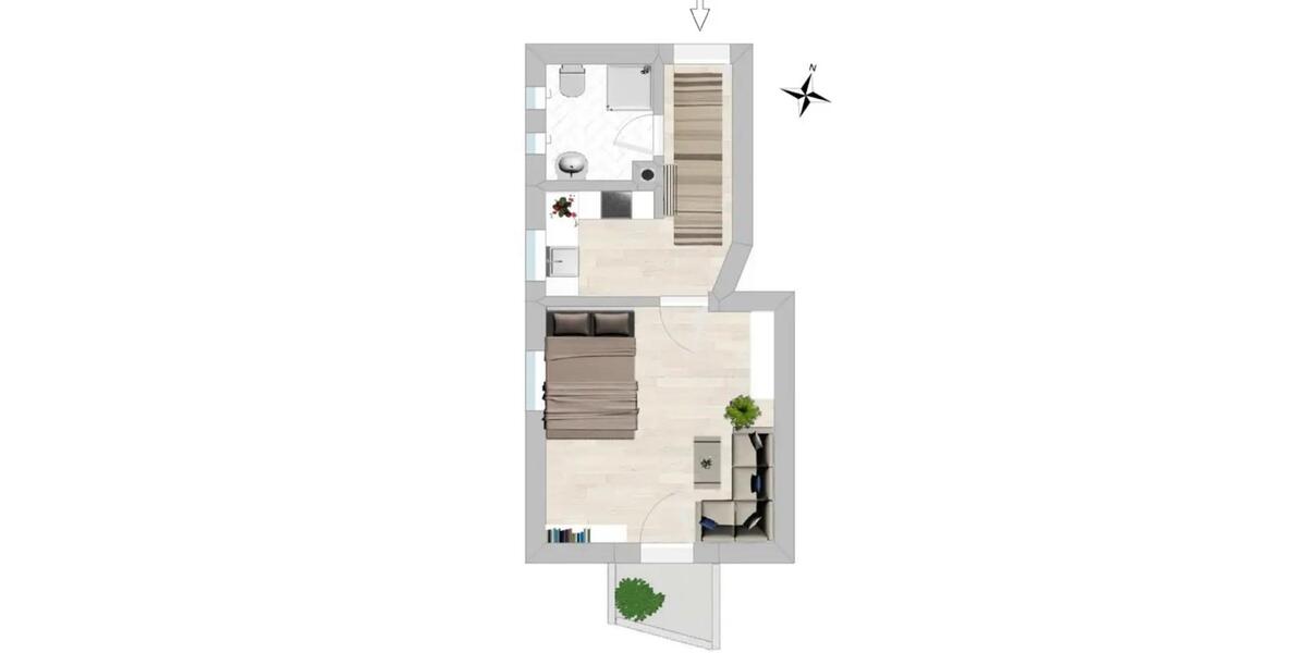 Etagenwohnung Fürth Südstadt - 1 Zimmer, 27 m&sup2;, 770&euro; | Angebot:26551192