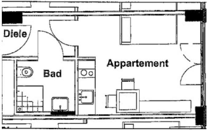 Etagenwohnung Nürnberg Gleißhammer - 1 Zimmer, 21 m&sup2;, 450&euro; | Angebot:26614932