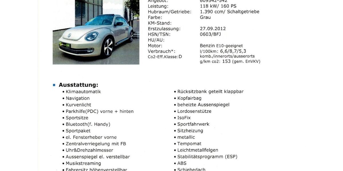 VW Beetle 113.000 km 9.900 &euro; Nürnberg 90459