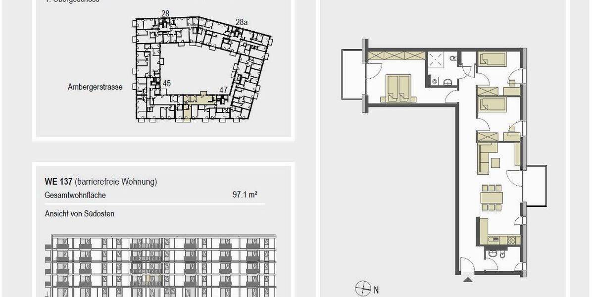 Etagenwohnung Nürnberg Schweinau - 4 Zimmer, 96 m&sup2;, 1.565&euro; | Angebot:26573061