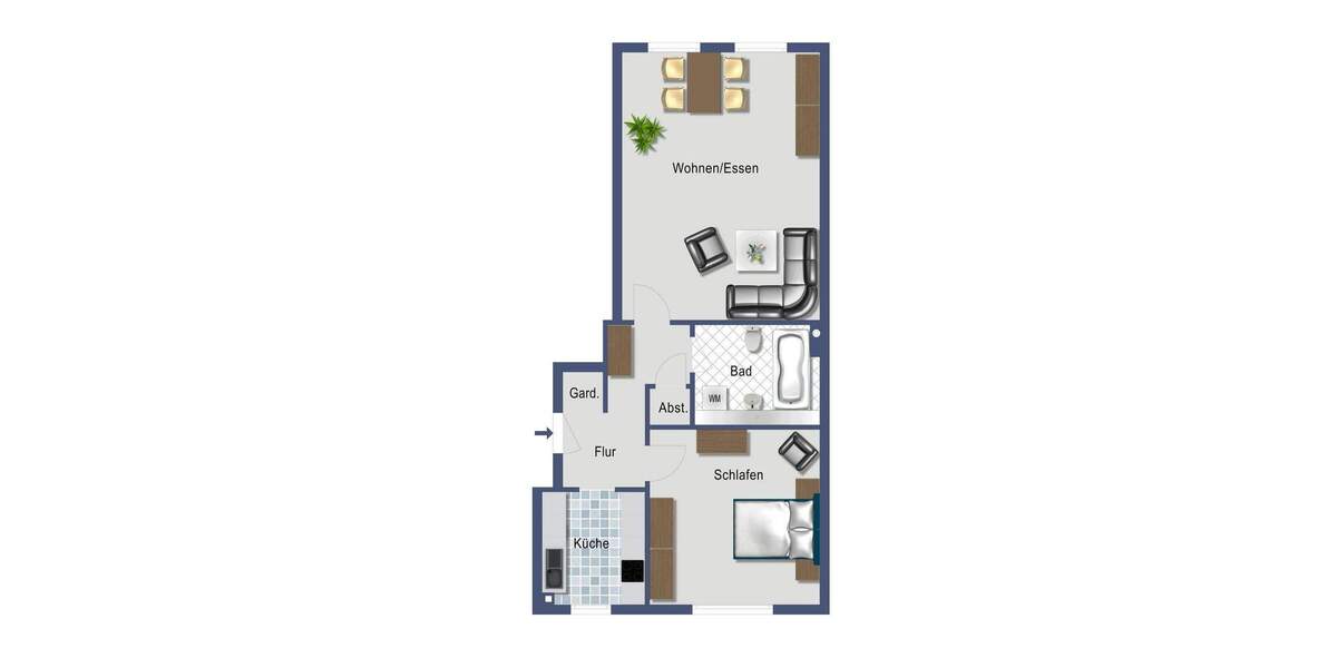 Etagenwohnung Nürnberg St Johannis - 2 Zimmer, 55 m&sup2;, 1.190&euro; | Angebot:25665851