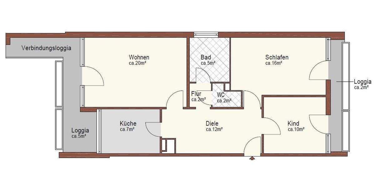 Etagenwohnung Nürnberg Langwasser - 3 Zimmer, 80 m&sup2;, 899&euro; | Angebot:25780095