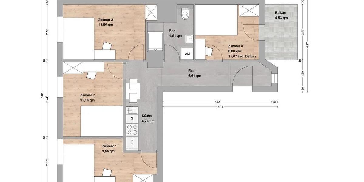 Etagenwohnung Nürnberg Rabus - 1 Zimmer, 11 m&sup2;, 385&euro; | Angebot:26645466