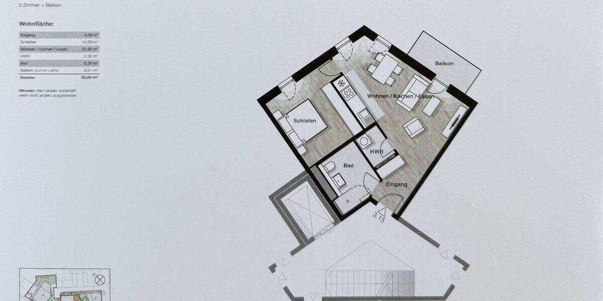 Etagenwohnung Nürnberg Großreuth h d Veste - 2 Zimmer, 55 m&sup2;, 445.000&euro; | Angebot:26833847
