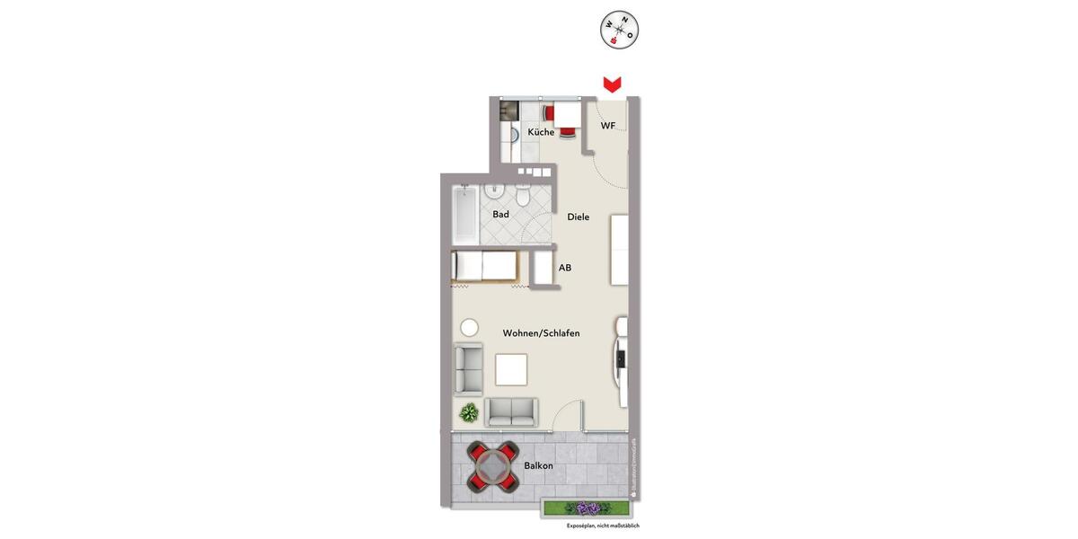 Etagenwohnung Nürnberg Langwasser - 1 Zimmer, 47 m&sup2;, 660&euro; | Angebot:25570550
