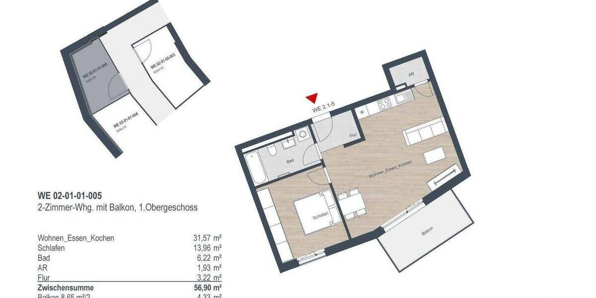 Etagenwohnung Stein Deutenbach - 2 Zimmer, 61 m&sup2;, 920&euro; | Angebot:26826332