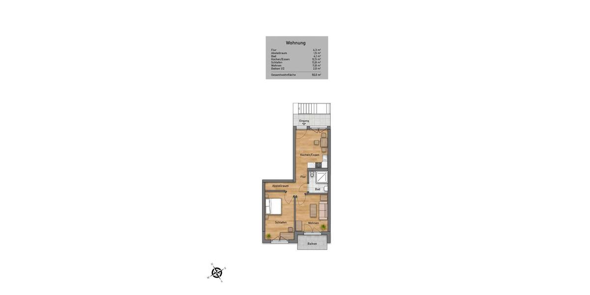 Etagenwohnung Nürnberg St Johannis - 2 Zimmer, 50 m&sup2;, 342.176&euro; | Angebot:25730180
