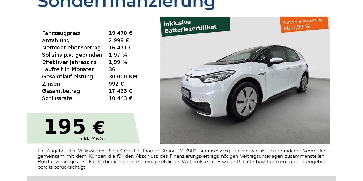 VW ID.3 29.190 km 19.470 &euro; Cadolzburg 90556