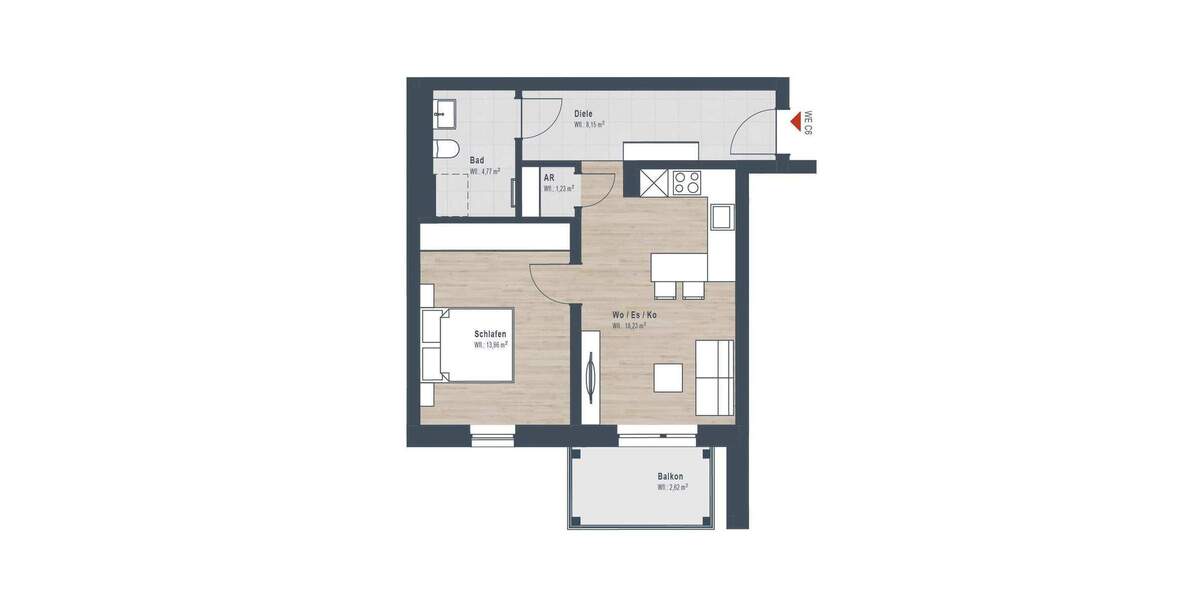 Etagenwohnung Nürnberg Großgründlach - 2 Zimmer, 49 m&sup2;, 320.603&euro; | Angebot:25928303