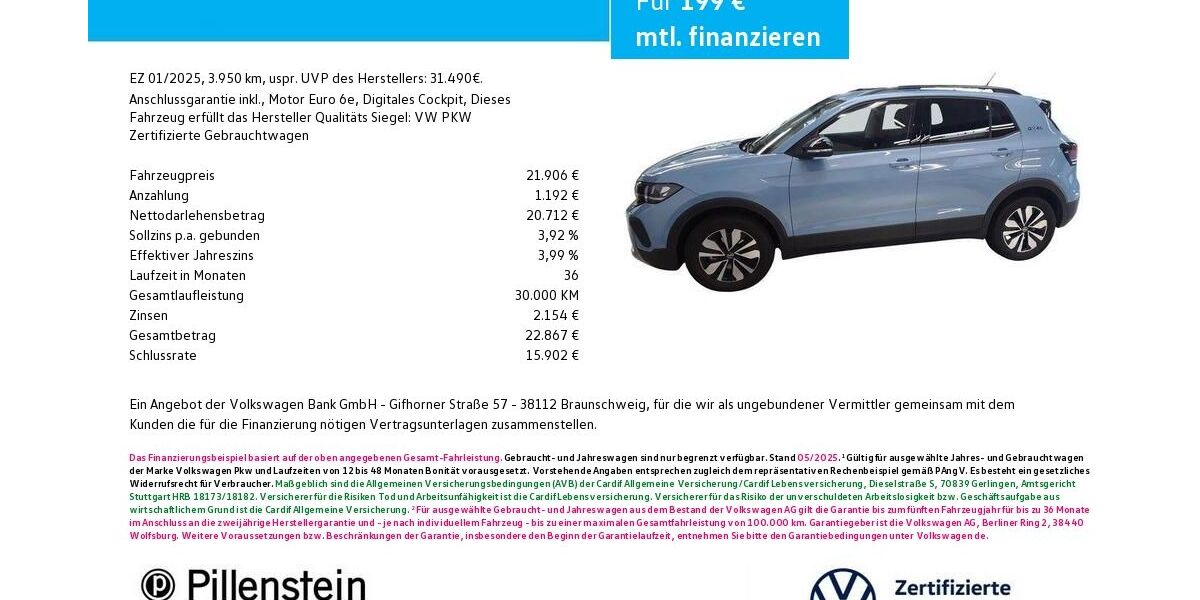 VW T-Cross 3.950 km 21.607 &euro; Fürth 90762