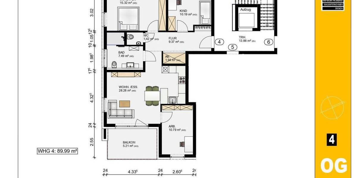 Etagenwohnung Nürnberg Großgründlach - 4 Zimmer, 90 m&sup2;, 599.330&euro; | Angebot:26016378