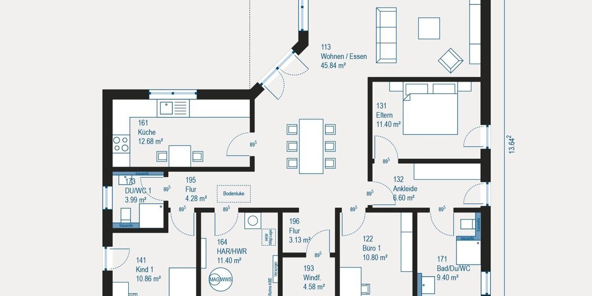 Individuell gestalteter Bungalow inkl. Grundstück - Komfort und Flexibilität auf 142 m² Wohnfläche - Bungalow Pyrbaum Oberhembach | Angebot:27473553