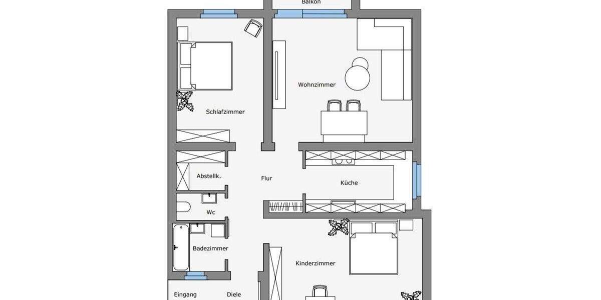 Etagenwohnung Fürth Hardhöhe - 3 Zimmer, 80 m&sup2;, 225.000&euro; | Angebot:25670098