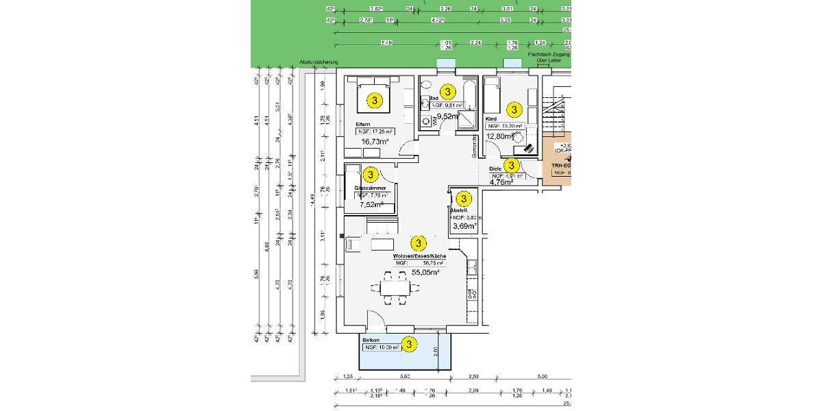 4 Zi. Neubauwohnung (Nr. 3) im EG mit Balkon - Etagenwohnung Adelsdorf OT | Angebot:24466871
