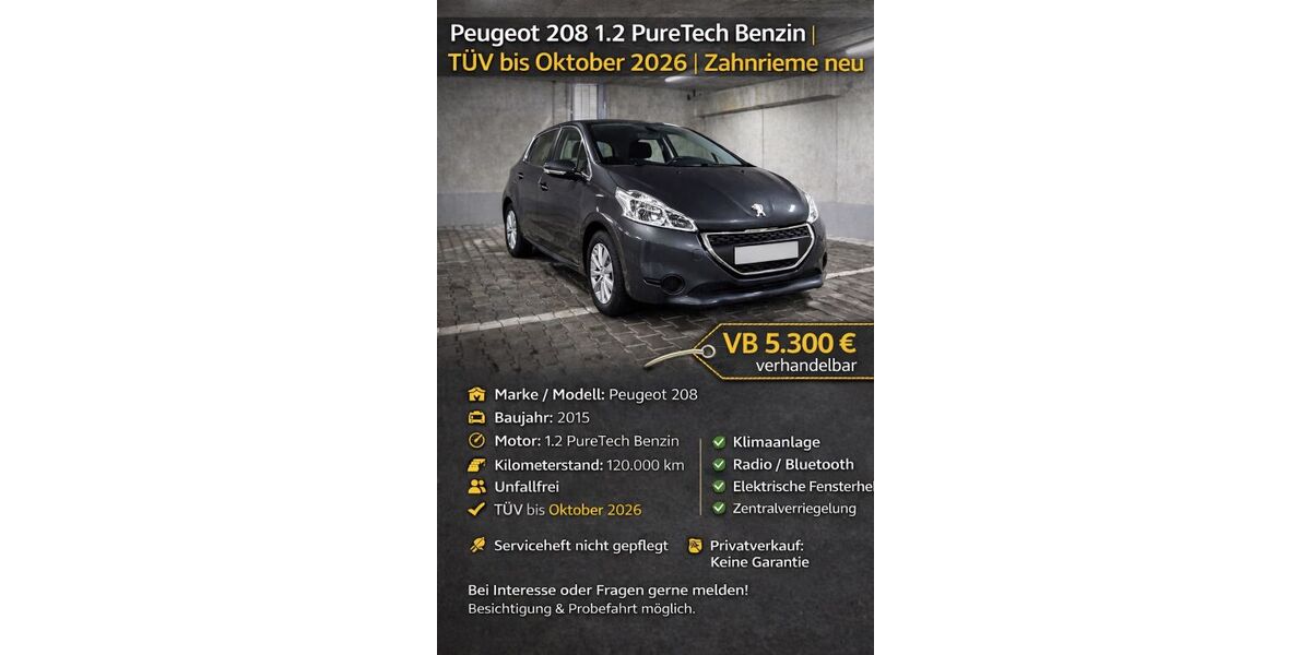 Peugeot 208 120.000 km 5.300 &euro; Nürnberg 90491