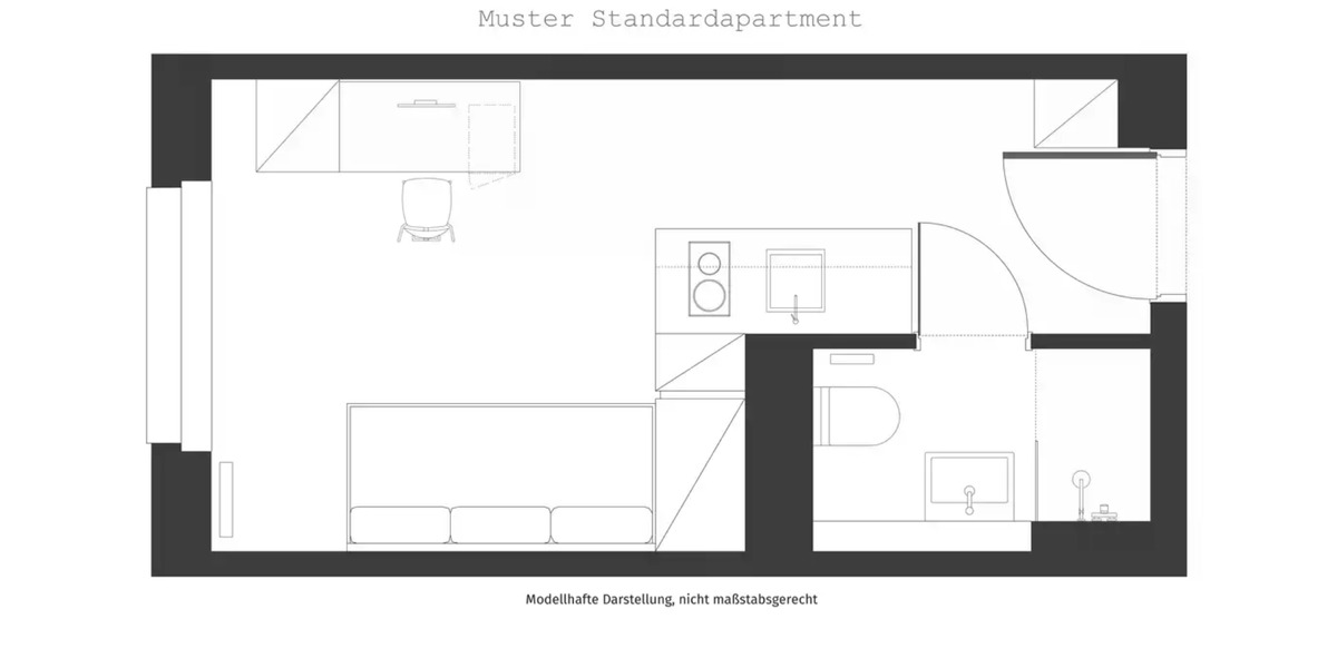 Etagenwohnung Nürnberg Herrnhütte - 1 Zimmer, 21 m&sup2;, 619&euro; | Angebot:25521092