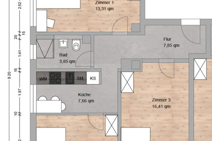 Wohnung Nürnberg Rabus - 3 Zimmer, 60 m&sup2;, 430&euro; | Angebot:25204492
