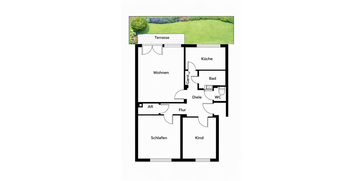 Erdgeschoßwohnung Nürnberg Gaismannshof - 3 Zimmer, 75 m&sup2;, 319.000&euro; | Angebot:26002251