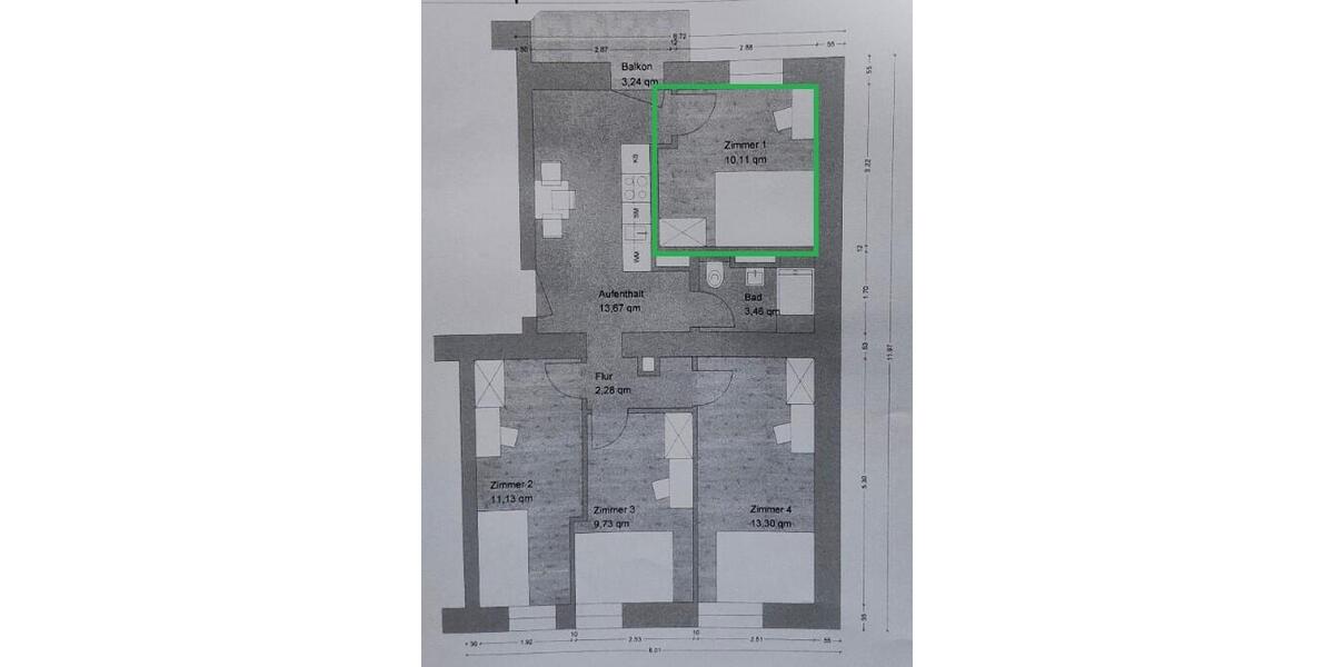 Etagenwohnung Nürnberg Hasenbuck - 1 Zimmer, 10 m&sup2;, 365&euro; | Angebot:26649882