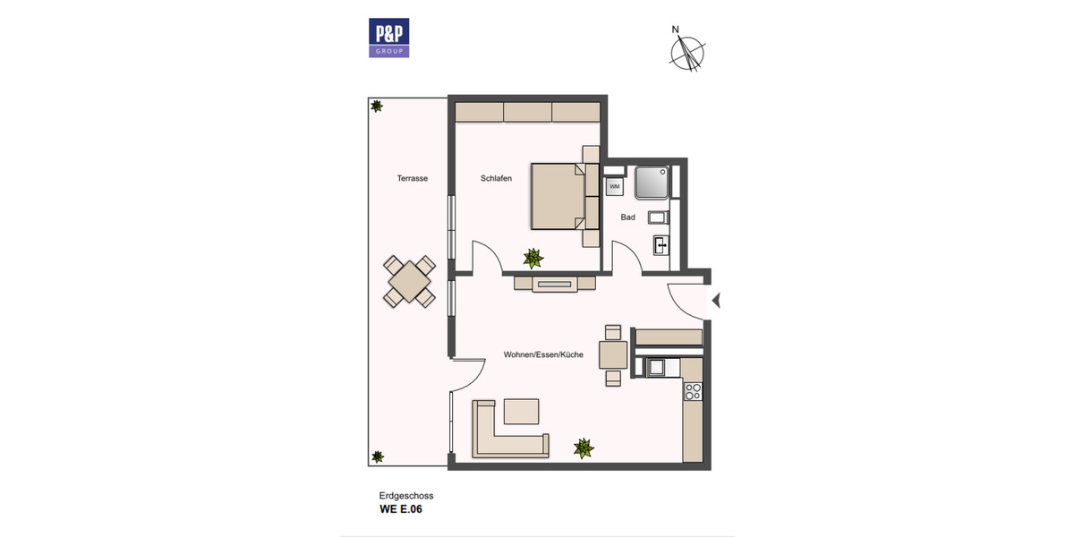 Terrassenwohnung Fürth Südstadt - 2 Zimmer, 60 m&sup2;, 1.173&euro; | Angebot:21812565