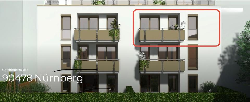 Etagenwohnung Nürnberg Gleißhammer - 2 Zimmer, 58 m&sup2;, 980&euro; | Angebot:25171591