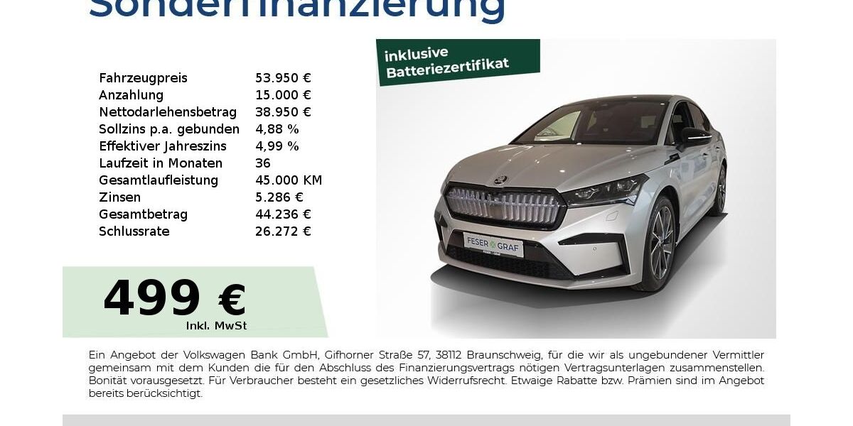 Skoda Enyaq 9.750 km 53.950 &euro; Lauf an der Pegnitz 91207