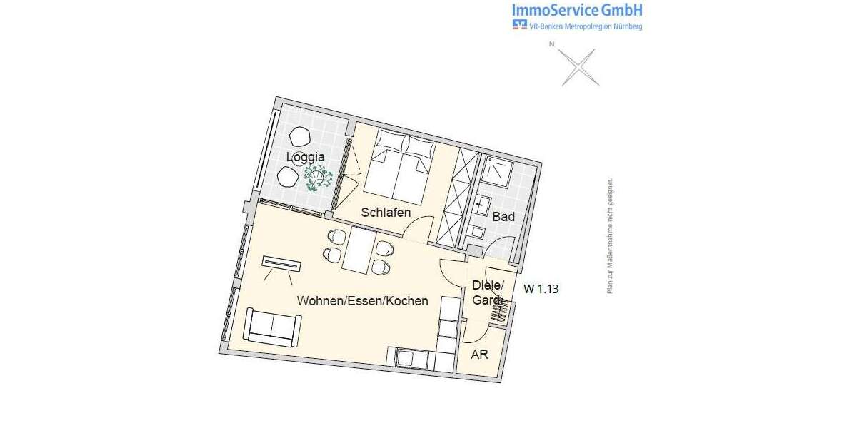 Etagenwohnung Nürnberg Herrnhütte - 2 Zimmer, 54 m&sup2;, 327.423&euro; | Angebot:23691770