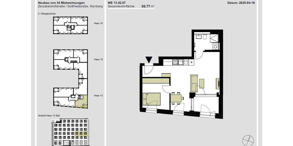 Etagenwohnung Nürnberg Gleißhammer - 2 Zimmer, 50 m&sup2;, 894&euro; | Angebot:25304938