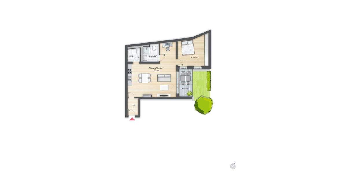 Terrassenwohnung Nürnberg Gostenhof - 2 Zimmer, 66 m&sup2;, 1.050&euro; | Angebot:25898733