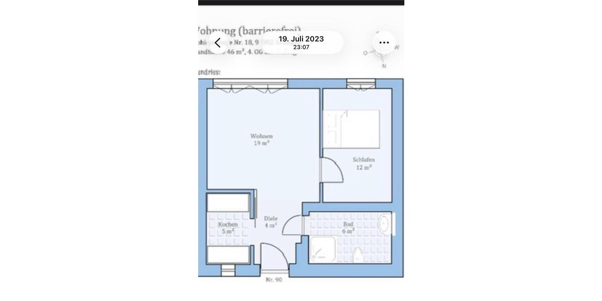Etagenwohnung Erlangen Am Anger - 2 Zimmer, 46 m&sup2;, 807&euro; | Angebot:25639641