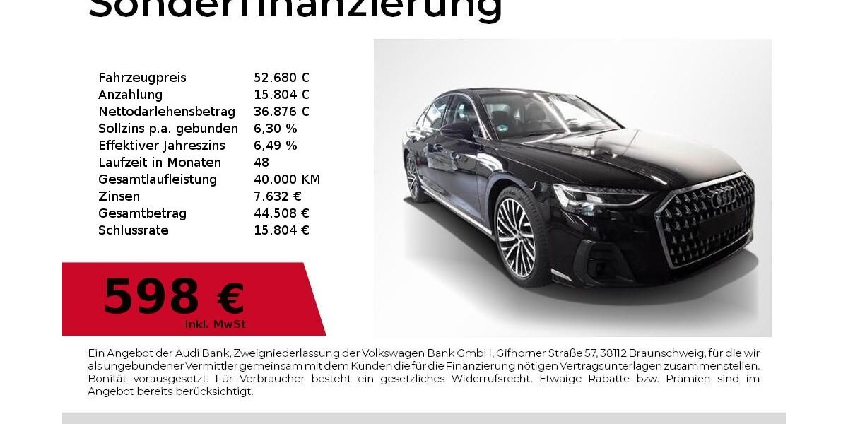 Audi A8 33.950 km 52.680 &euro; Nürnberg 90411