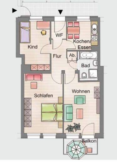 Etagenwohnung Nürnberg Sebald - 3 Zimmer, 63 m&sup2;, 840&euro; | Angebot:26055245