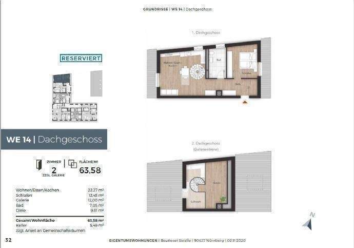 Etagenwohnung Nürnberg Reutles - 2 Zimmer, 63 m&sup2;, 890&euro; | Angebot:25928305