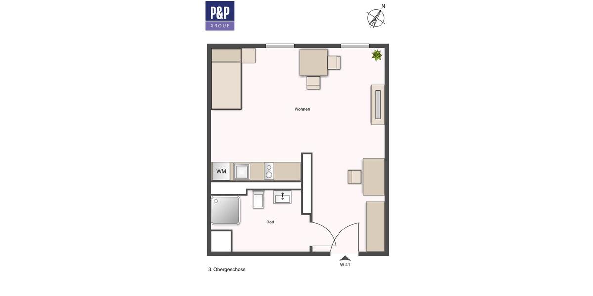 Etagenwohnung Nürnberg Sankt Leonhard - 1 Zimmer, 30 m&sup2;, 779&euro; | Angebot:21870306