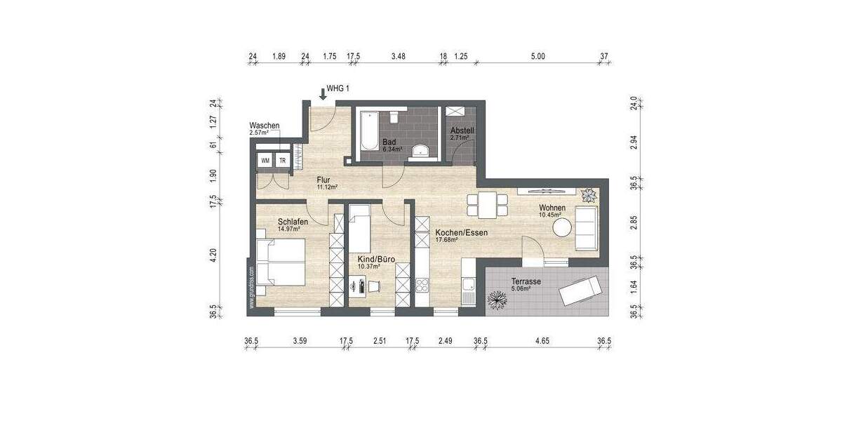 Etagenwohnung Nürnberg Altenfurt - 3 Zimmer, 81 m&sup2;, 494.900&euro; | Angebot:25661884