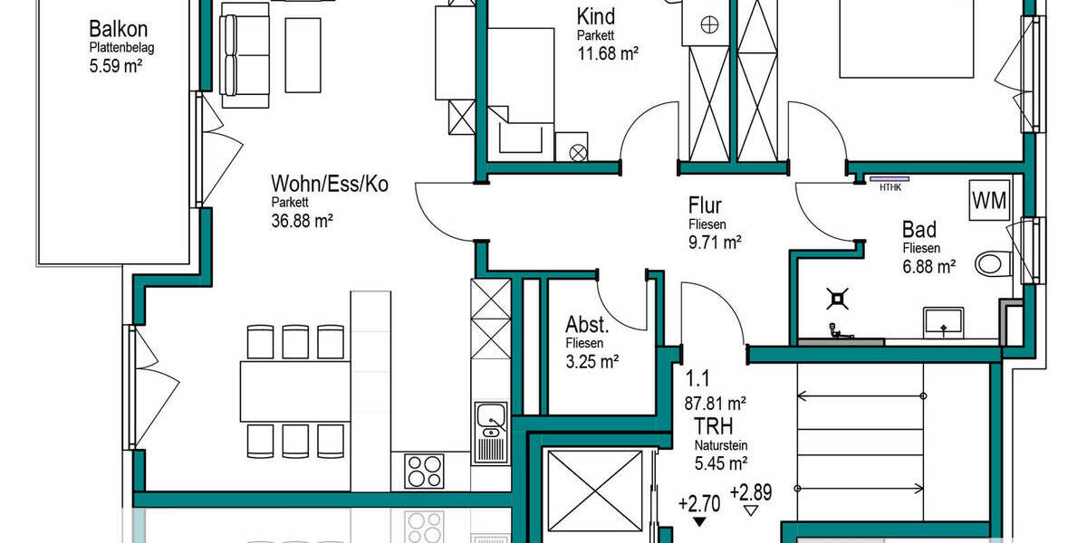 Etagenwohnung Nürnberg / Laufamholz Laufamholz - 3 Zimmer, 87 m&sup2;, 563.700&euro; | Angebot:25660557