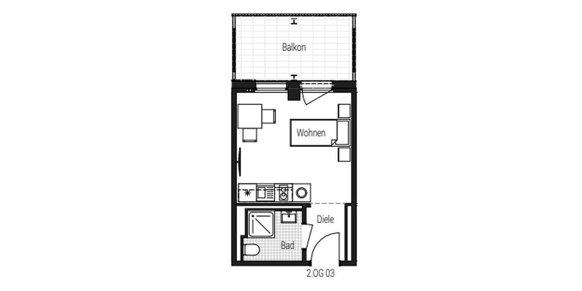 Etagenwohnung Nürnberg Gibitzenhof - 1 Zimmer, 25 m&sup2;, 693&euro; | Angebot:25350355