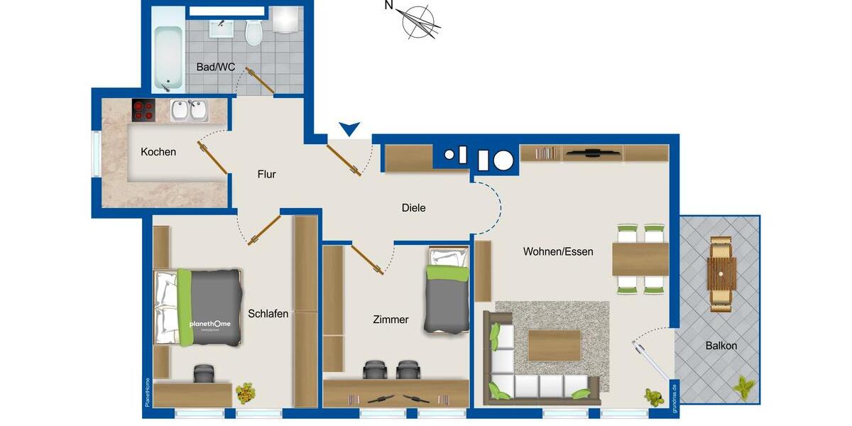 Etagenwohnung Schwaig Bei Nürnberg - 3 Zimmer, 74 m&sup2;, 315.000&euro; | Angebot:8838476