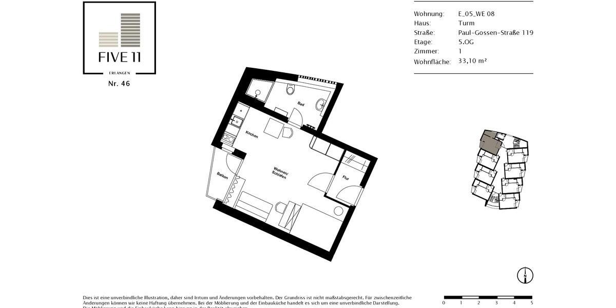 Etagenwohnung Erlangen Am Anger - 1 Zimmer, 33 m&sup2;, 610&euro; | Angebot:23527232