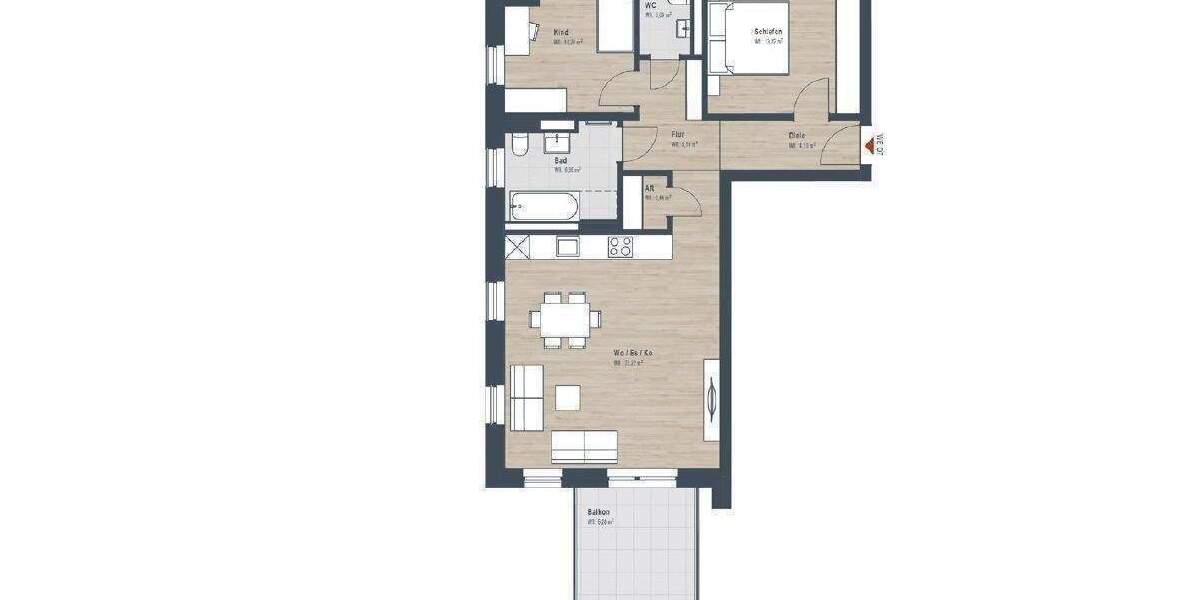 Etagenwohnung Nürnberg Großgründlach - 3 Zimmer, 81 m&sup2;, 519.300&euro; | Angebot:26065408