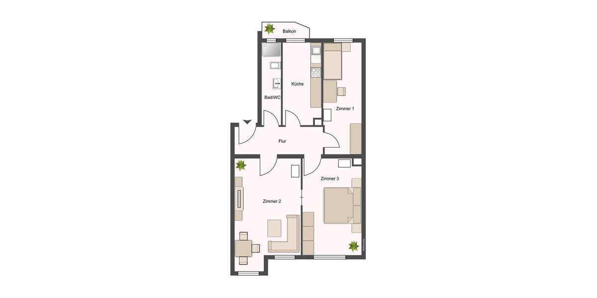 Etagenwohnung Nürnberg Steinbühl - 3 Zimmer, 61 m&sup2;, 229.000&euro; | Angebot:25724152