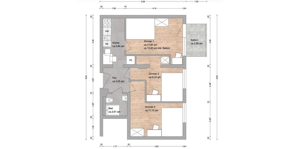 Etagenwohnung Erlangen Alterlangen - 1 Zimmer, 13 m&sup2;, 530&euro; | Angebot:26645468