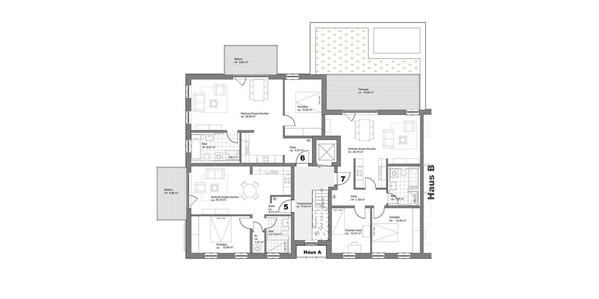Etagenwohnung Fürth Südstadt - 2 Zimmer, 65 m&sup2;, 431.000&euro; | Angebot:26243942