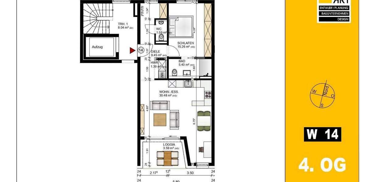 Etagenwohnung Fürth Südstadt - 2 Zimmer, 67 m&sup2;, 468.000&euro; | Angebot:25910775