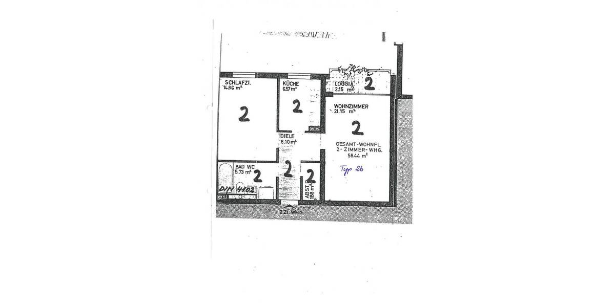 Etagenwohnung Nürnberg Langwasser - 2 Zimmer, 58 m&sup2;, 169.000&euro; | Angebot:25909045
